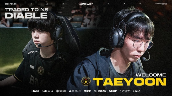 互换东家！韩国NS俱乐部官宣：Diable加盟队伍，原下路Taeyoon转会BFX
